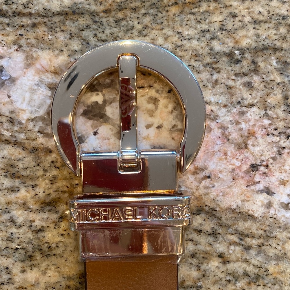 Michael Kors Tan/Brown Belt with Reversible Buckle - MK Logo